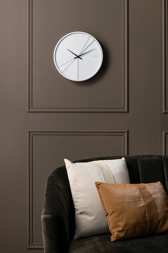 Layered Lines Horloge murale, blanche