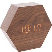 Led Hexagon Alarm clock dark wood
