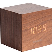Led Mini Cube Alarm clock dark wood