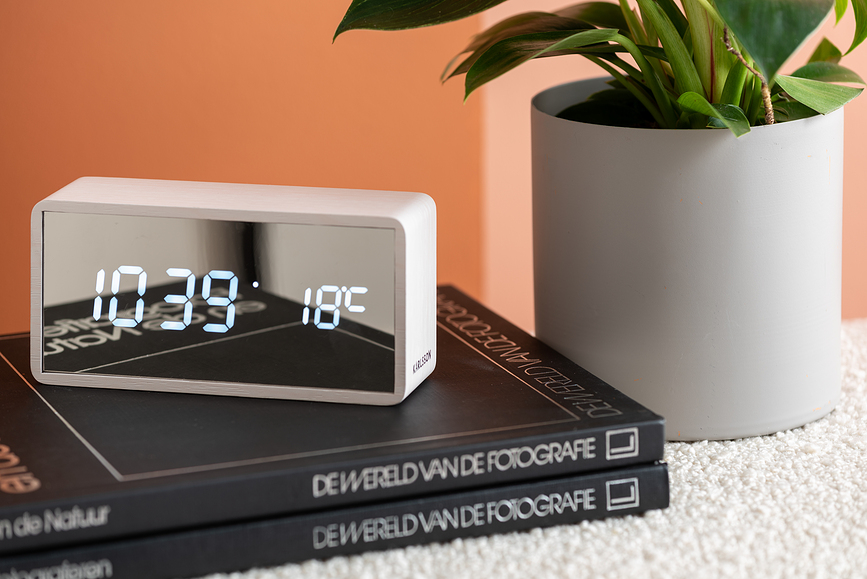 Silver Mirror LED Wood Digitalni Sat s budilicom efekt ogledala svijetlo drvo