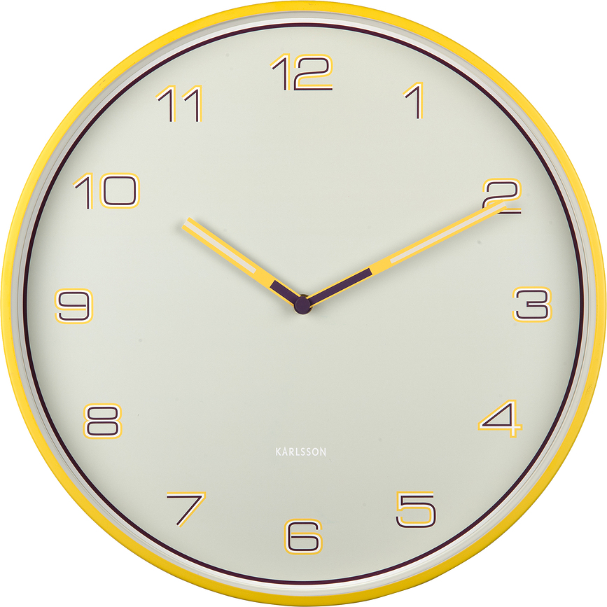 Lined Numbers Ρολόι Τοίχου, κίτρινο