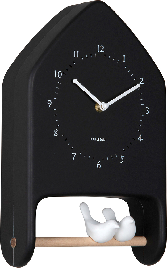 Love Birds Horloge murale, noire
