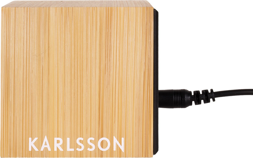 Mini Cube Réveil LED, en bois de bambou