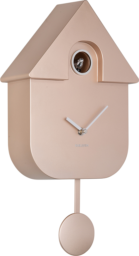 Modern Cuckoo Horloge murale à coucou, or rose métallique
