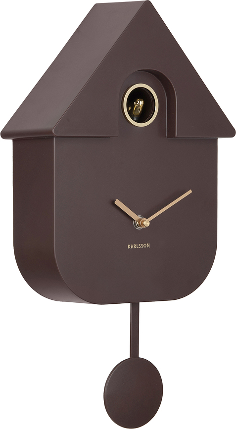 Modern Cuckoo Oro stenska ura, temno rjava