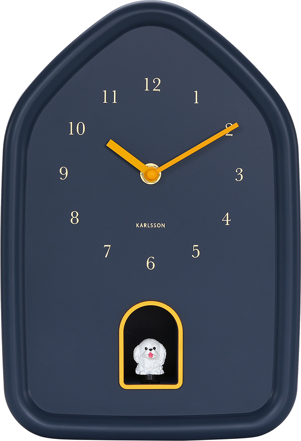 Modern Doggy Horloge murale, bleu marine