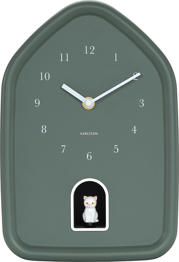 Modern Kitty Horloge murale, vert forêt