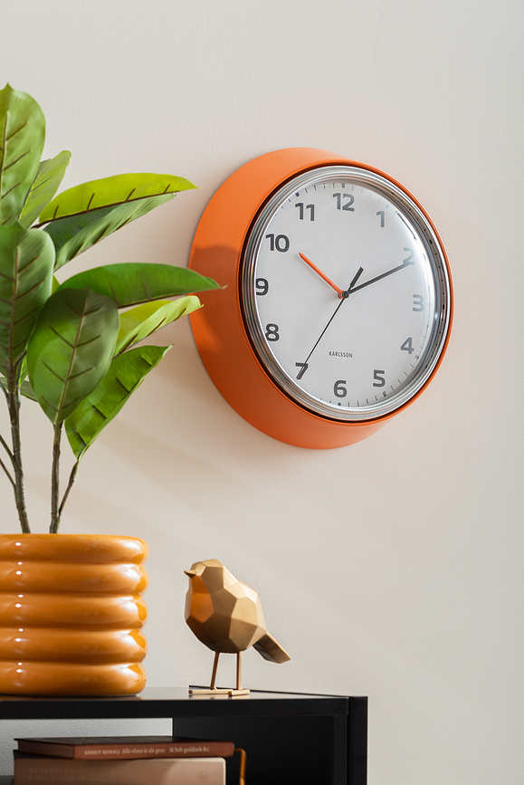 Horloge murale, style Modern Retro, jaune