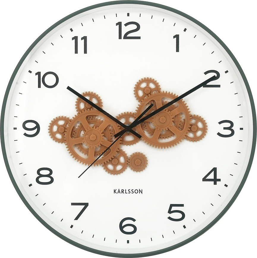Nástenné hodiny Open Gear, žlto-zelené