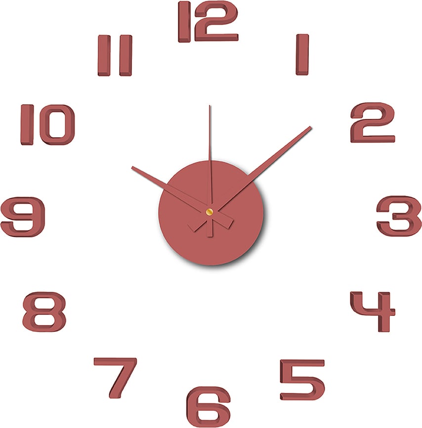 Nástěnné hodiny Sunset Numbers tlumená červená