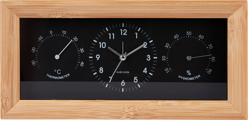 Neat Bamboo Budilica pravokutna crna