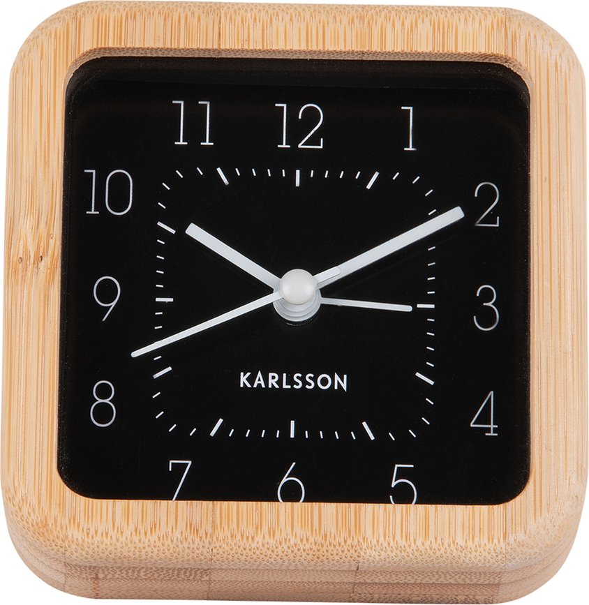 Neat Bamboo Réveil carré, en bambou, blanc