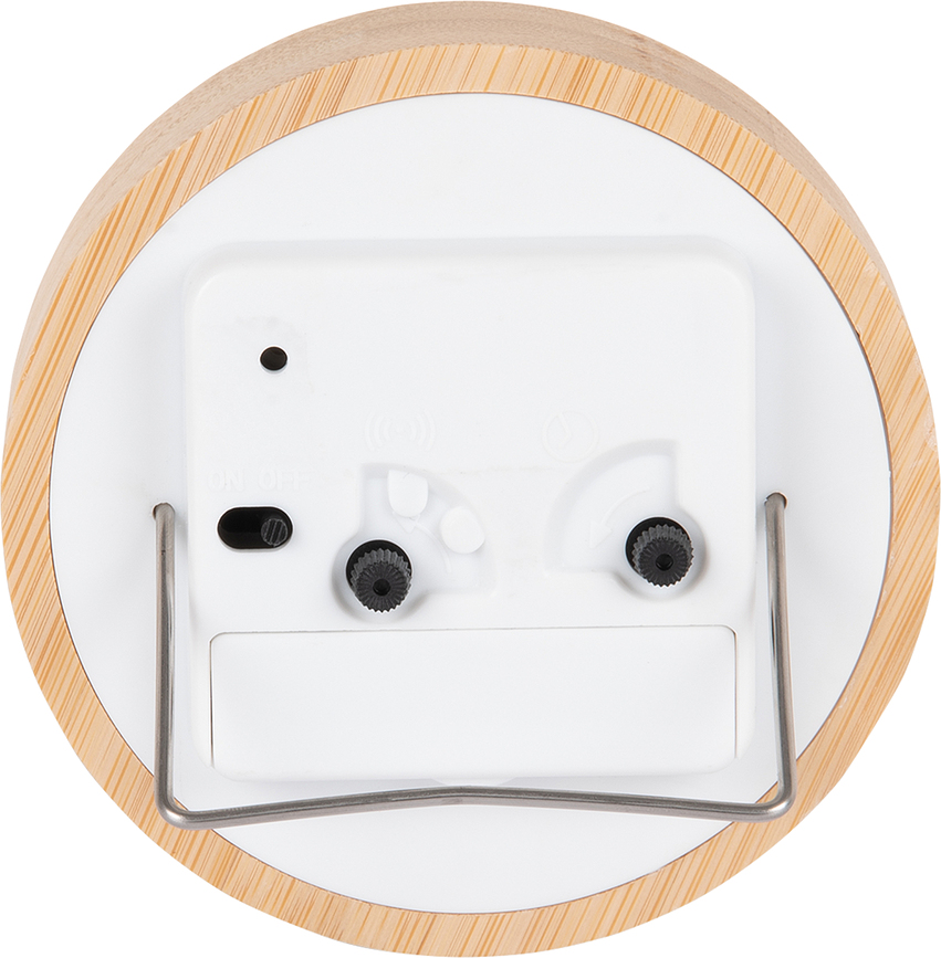Neat Bamboo Réveil rond, blanc