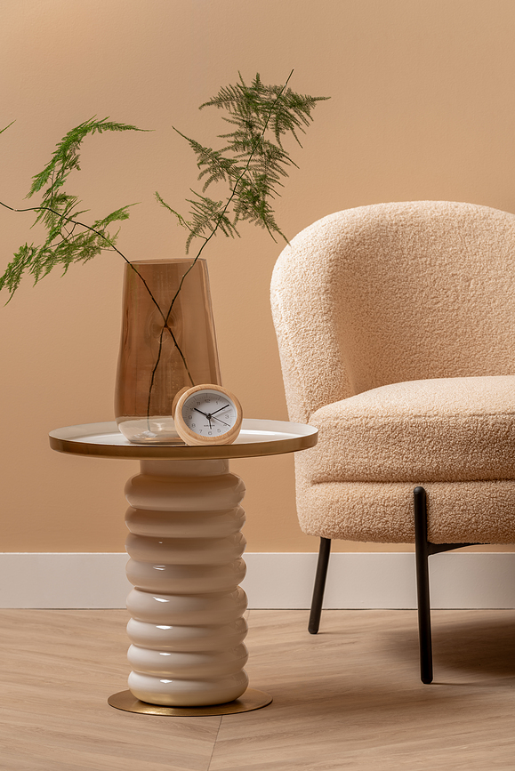 Neat Bamboo Réveil rond, blanc