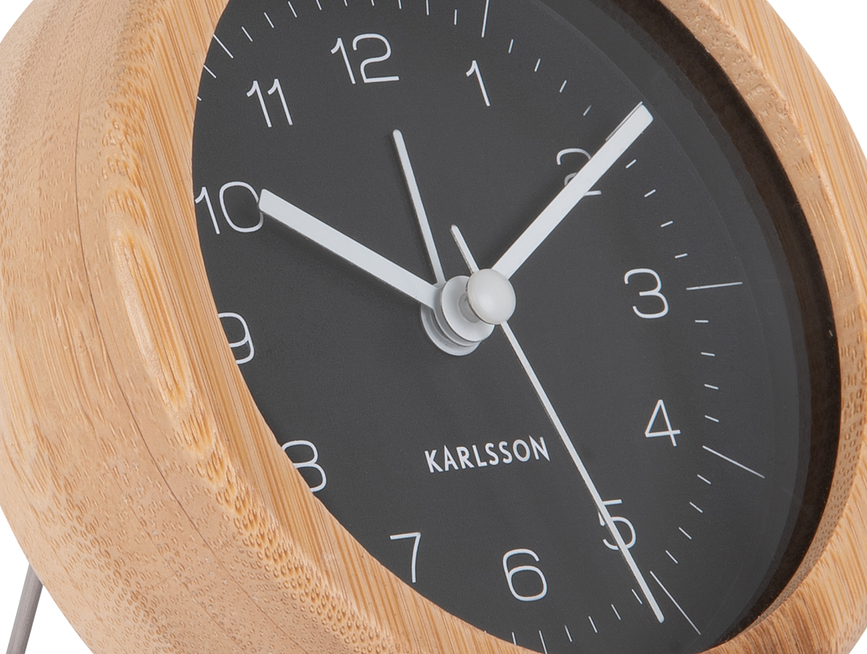 Neat Bamboo Réveil rond, blanc