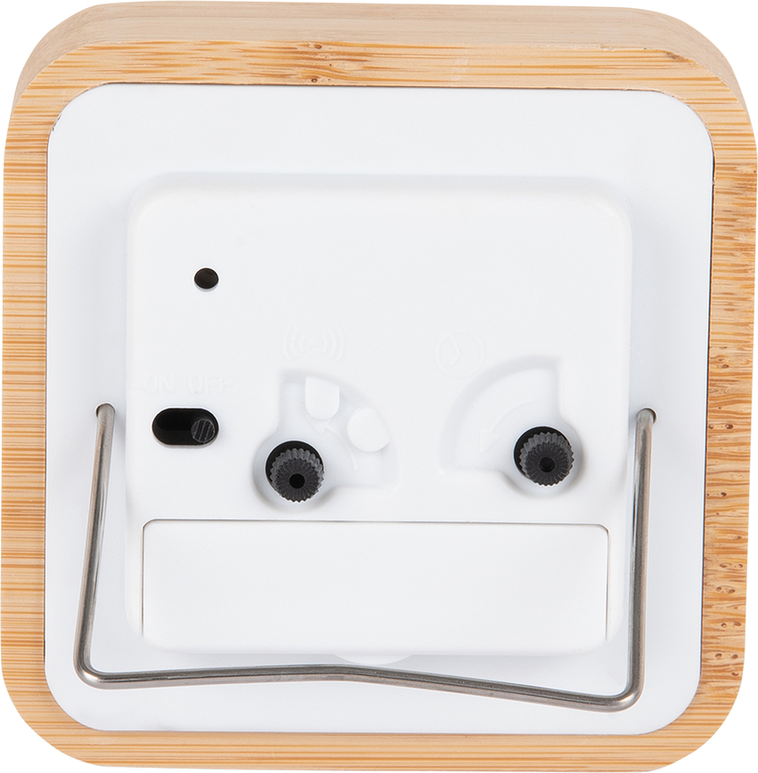 Neat Budilica kvadratna bambus bijela