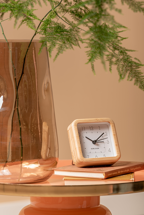 Neat Bamboo Budilka kvadratna, bela