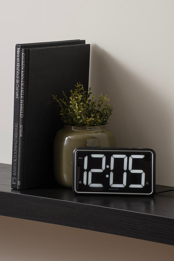 New Retro Zegar in budilka, bela