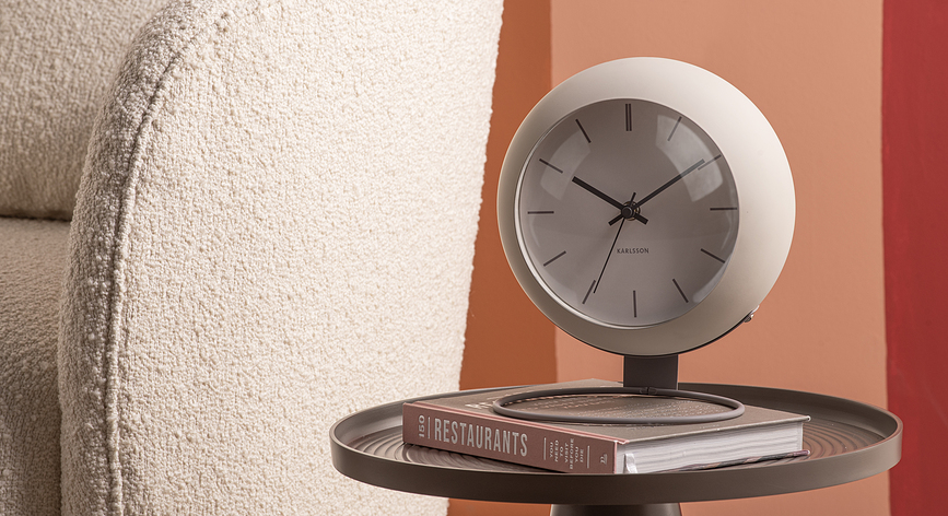 Nirvana Globe Horloge de Table, gris-beige