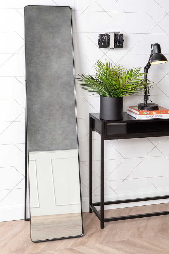 No Case Mini Horloge à Clapets, blanche, sur pied chromé