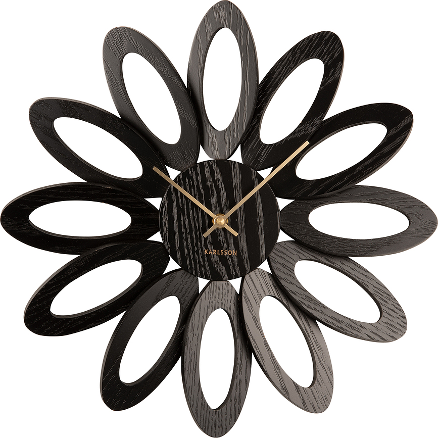 Orologio da parete Fiore in legno nero