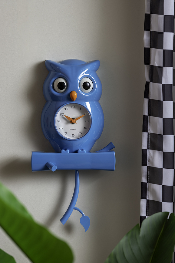 Owl Stenska ura z nihalom, modra
