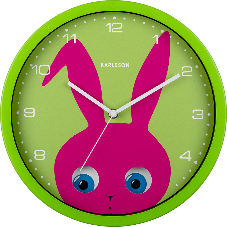 Peekaboo Bunny Horloge murale, verte