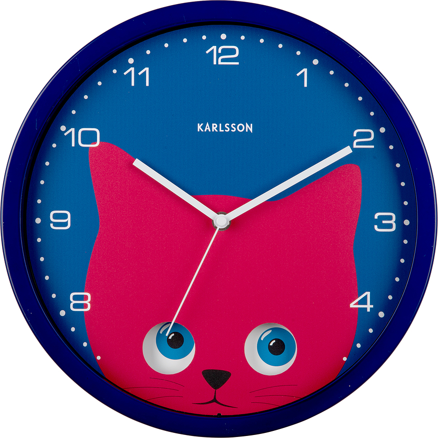 Peekaboo Cat Horloge murale, bleue foncée
