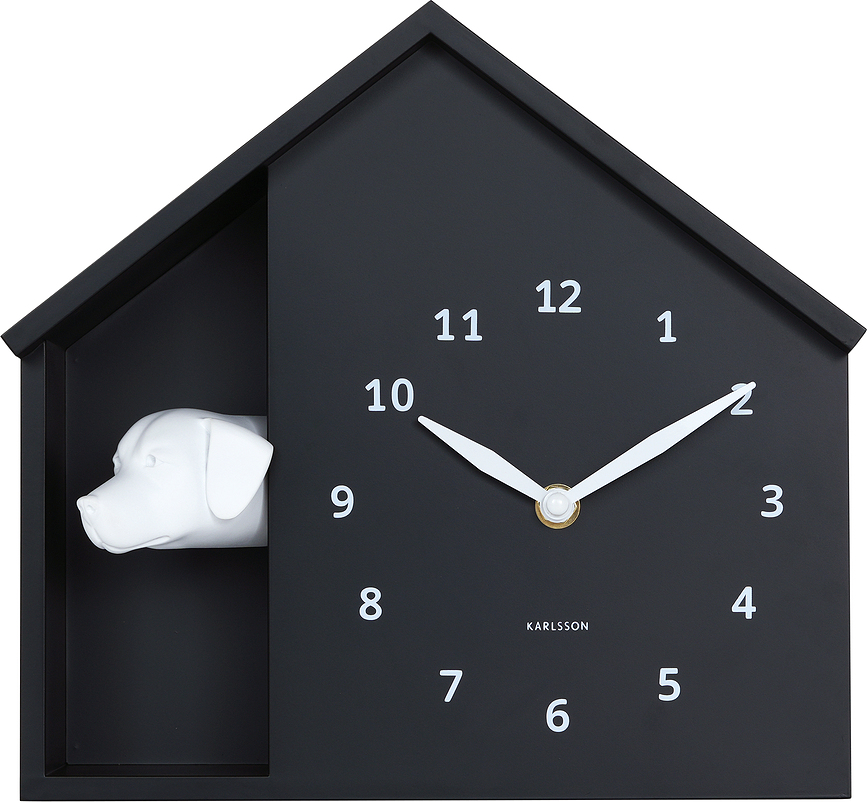 Peeking Doggy Horloge murale, noire