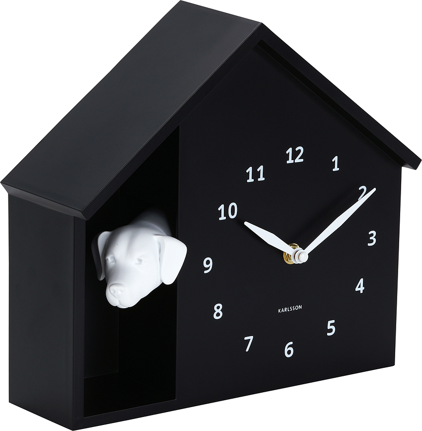 Peeking Doggy Horloge murale, blanche