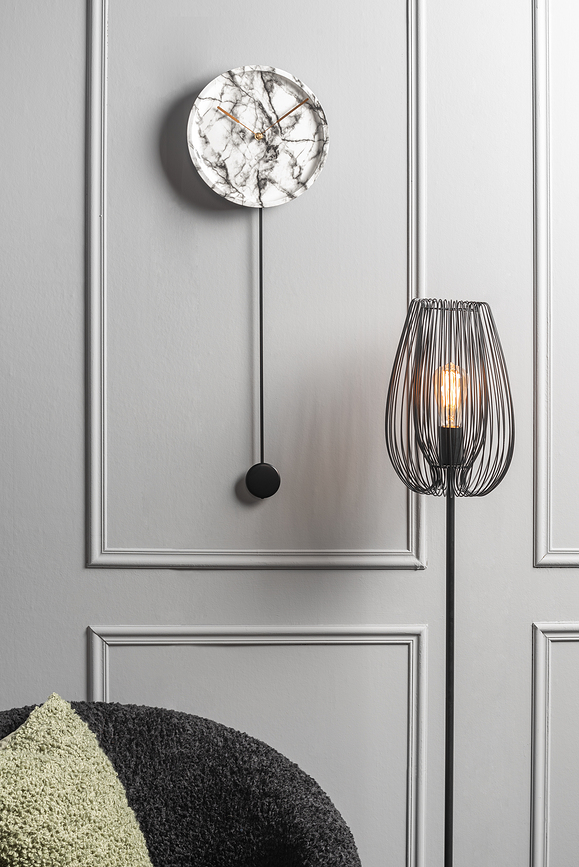 Pendule Longue Marble Horloge Murale, blanche