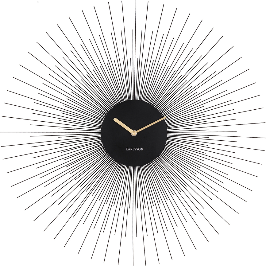 Peony Horloge murale, grande, noire