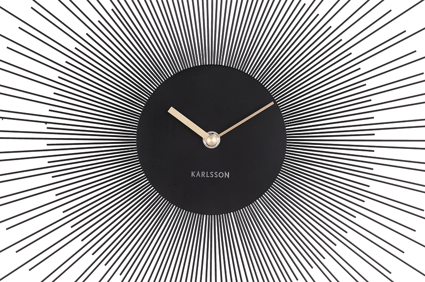 Peony Horloge murale, grande, noire