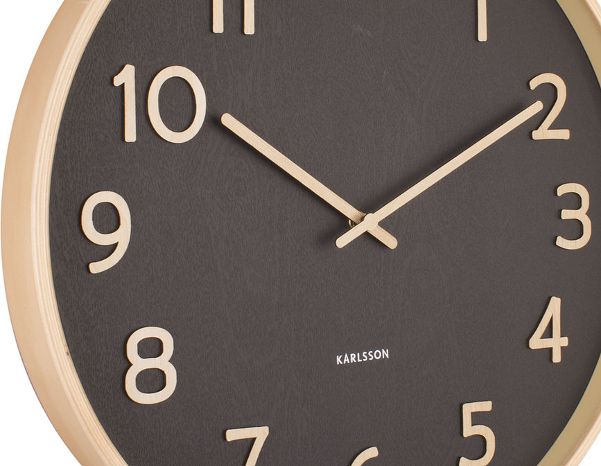 Pure Horloge murale avec cadre en bois, 40 cm, olive