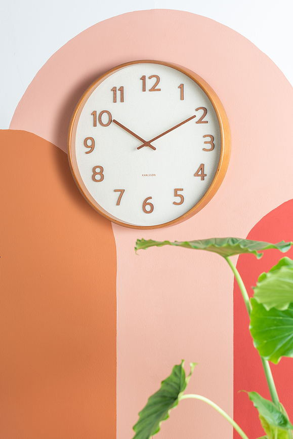 Pure Horloge murale avec cadre en bois, 40 cm, olive