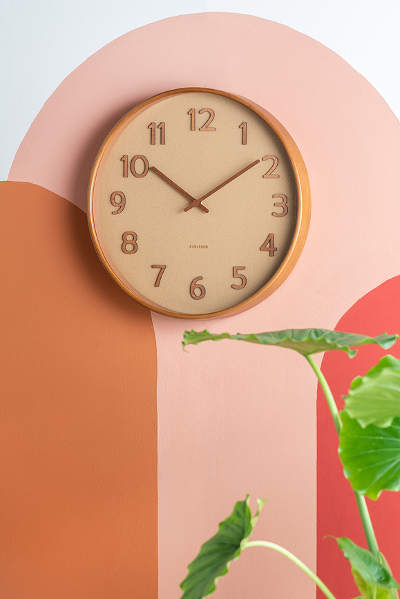 Pure Horloge murale avec cadre en bois, 40 cm, olive