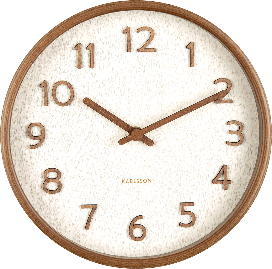 Pure Horloge murale avec cadre en bois, 22 cm, ivoire