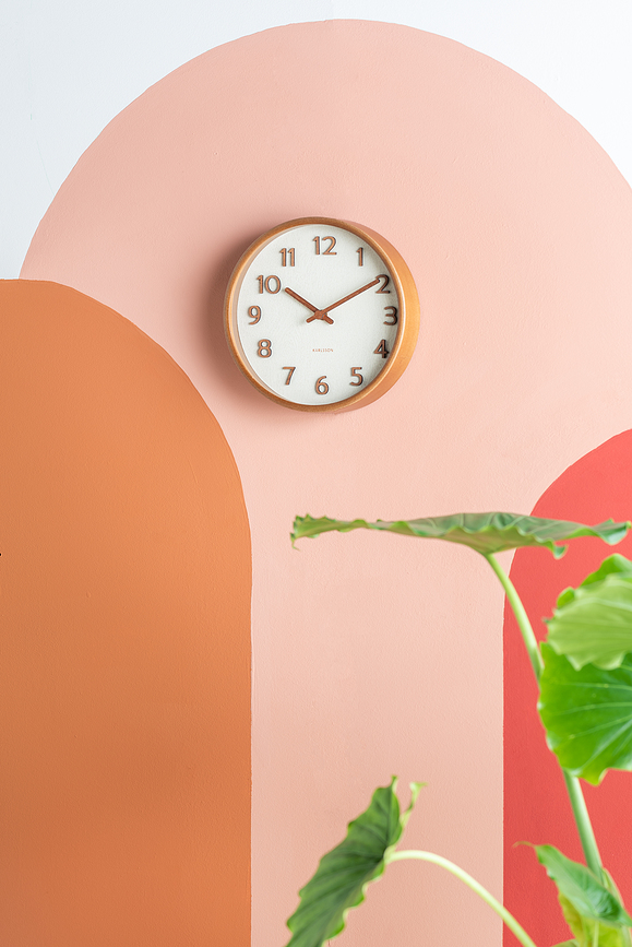 Pure Horloge Murale avec cadre en bois, 22 cm, vert olive