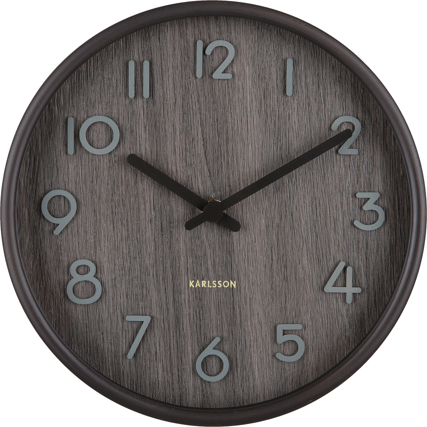 Pure Horloge murale, petite, en bois noir