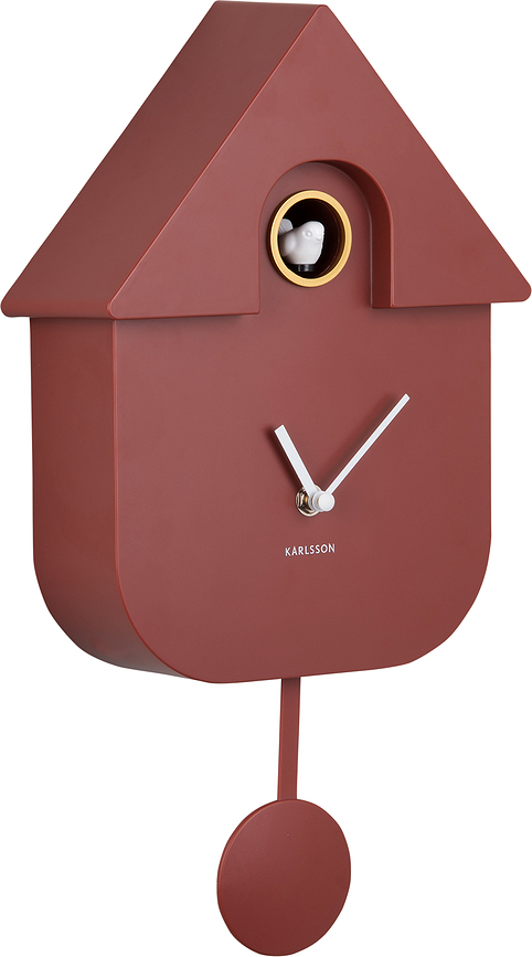 Reloj de cuco de pared Modern Cuckoo, rojo apagado