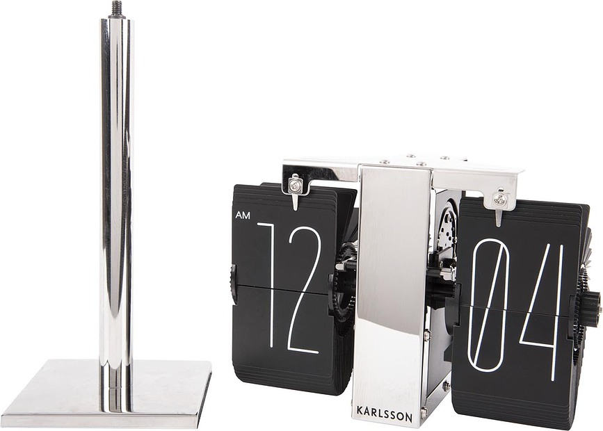 Reloj de Paletas No Case Mini, de sobremesa, blanco, con soporte cromado