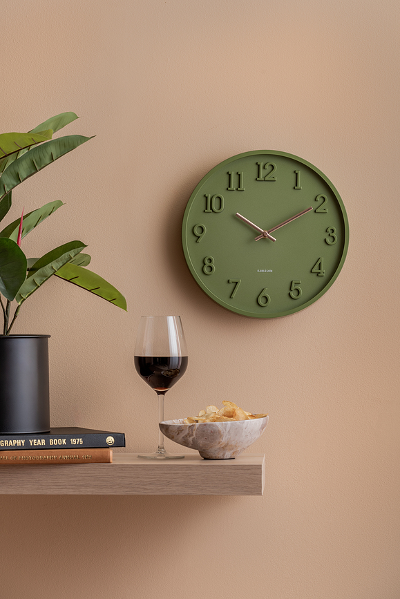 Reloj de pared Calma, verde oscuro