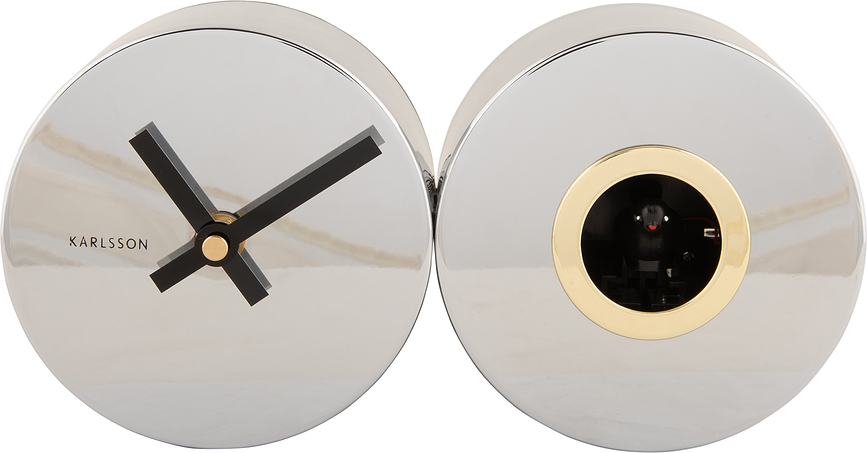 Reloj de pared con cuco de acero chapado Duo Cuckoo, cromado