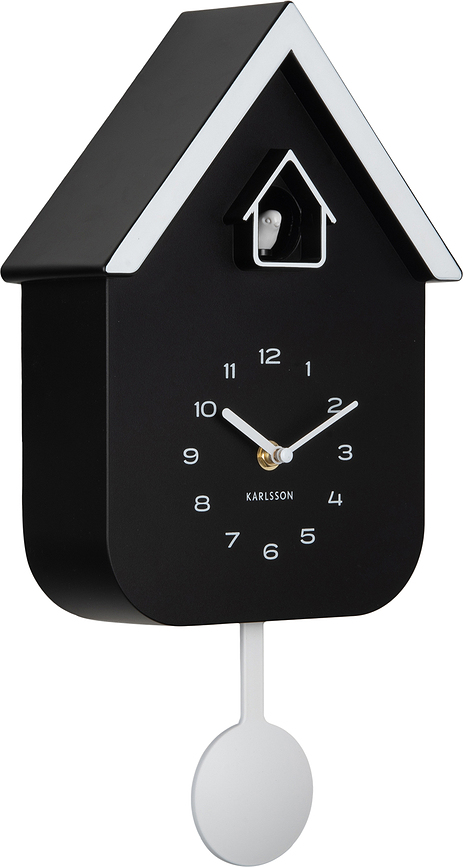 Reloj de Pared con Cuco Dupla Color Cuckoo, negro y blanco