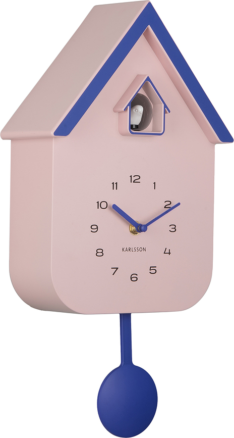Reloj de Pared con cuco Dupla Color Cuckoo, rosa claro y cobalto