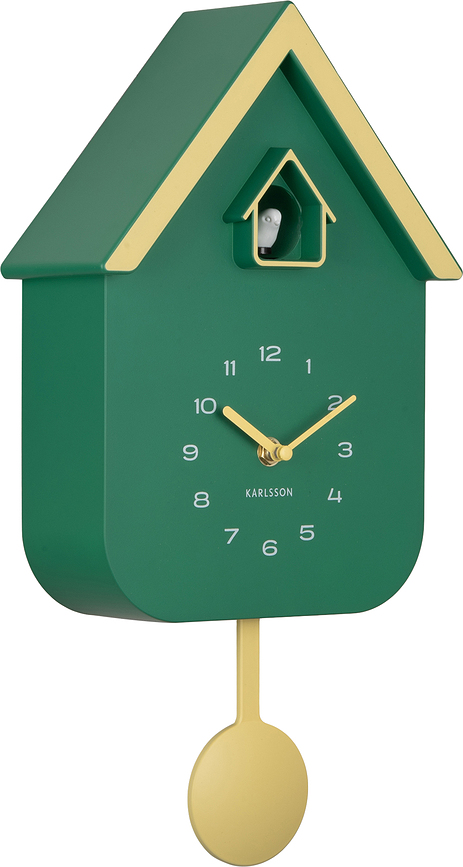 Reloj de Pared con Cuco Dupla Color Cuckoo, verde y amarillo