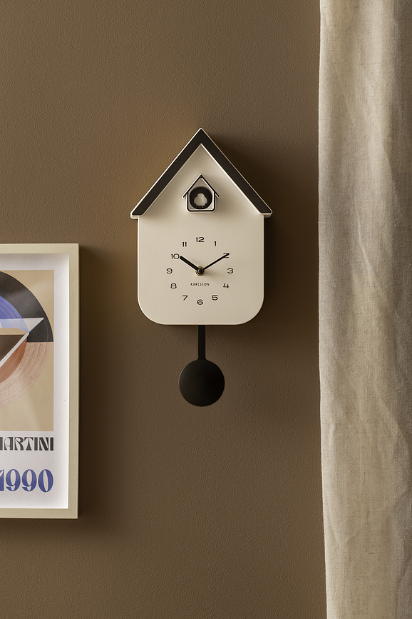 Reloj de Pared con Cuco Dupla Color Cuckoo, lavanda y naranja