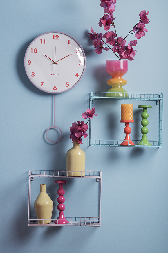 Reloj de Pared con péndulo Cheeky Dome, azul pastel