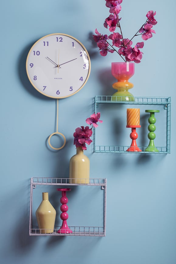Reloj de Pared con péndulo Cheeky Dome, azul pastel