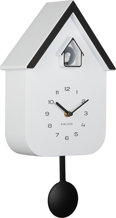 Reloj de pared de cuco Dupla Color Cuckoo, blanco y negro